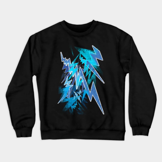 Kat Von Shredding - Electric Blue Lightning Crewneck Sweatshirt by Toby Wilkinson